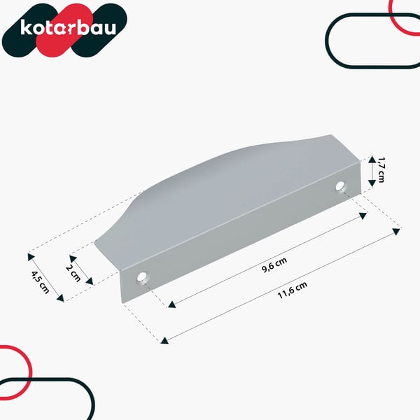 KOTARBAU Moderna møbelhåndtag i aluminium med sølvkant 96/116 mm, sæt à 10