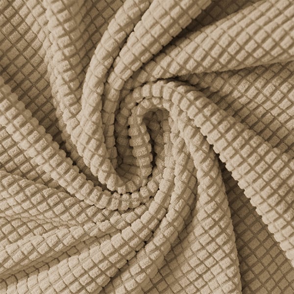 Paksu jacquard-tuolin päällinen, tummanbeige/kameli, koko L, suuri, korkea selkänoja 70 cm