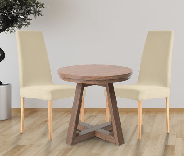 Stolklädsel för smal ryggstöd i tjock sammetplysch beige/crème