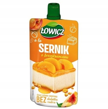 Łowicz Riisi- ja hedelmäjälkiruoka juustokakun tapaan persikoilla 100 g