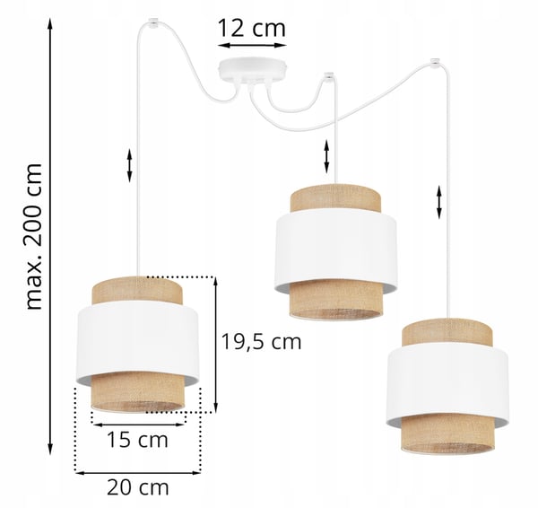 Hængende lampe, loftslysekrone, lampeskærm, boho juta