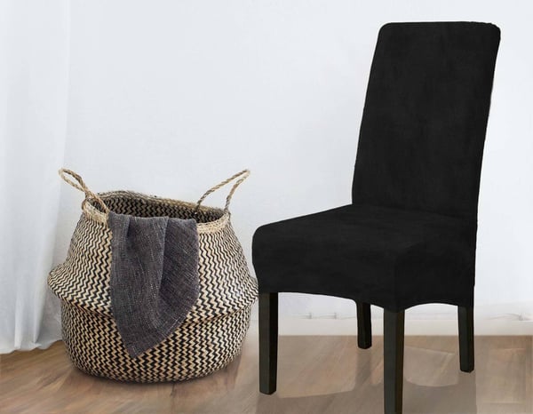 KLÄDSEL stol tjock sammet svart storlek L stor högt ryggstöd 70cm