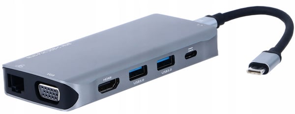 USB-C-KESKITIN -> HDMI VGA 3xUSB 3.0 SD PD -SOVITINASEMA M1 10in1 Thunderbolt 3