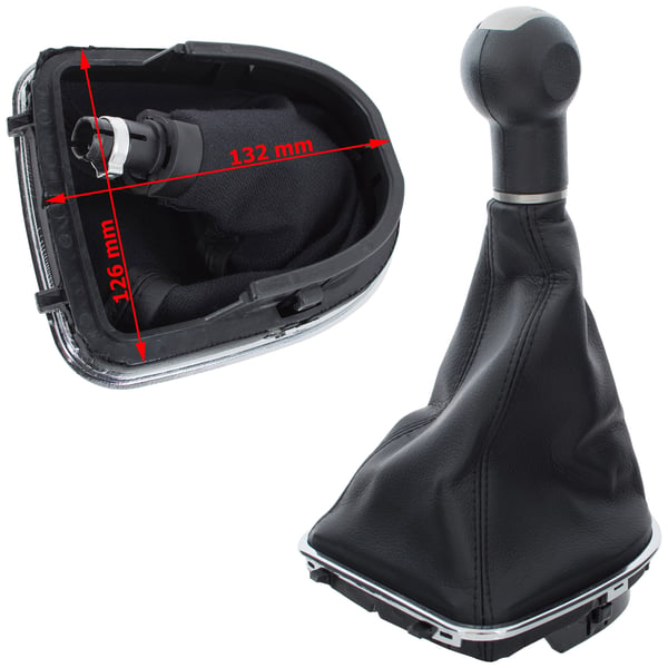 Seat Altea 2004- gearstang sort-beige med gearstrømpe med krom ramme 5 gear