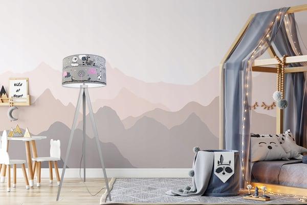 LOFT BØRNESTATIV LAMPE, LAMPESKÆRM, MØNSTER, LED
