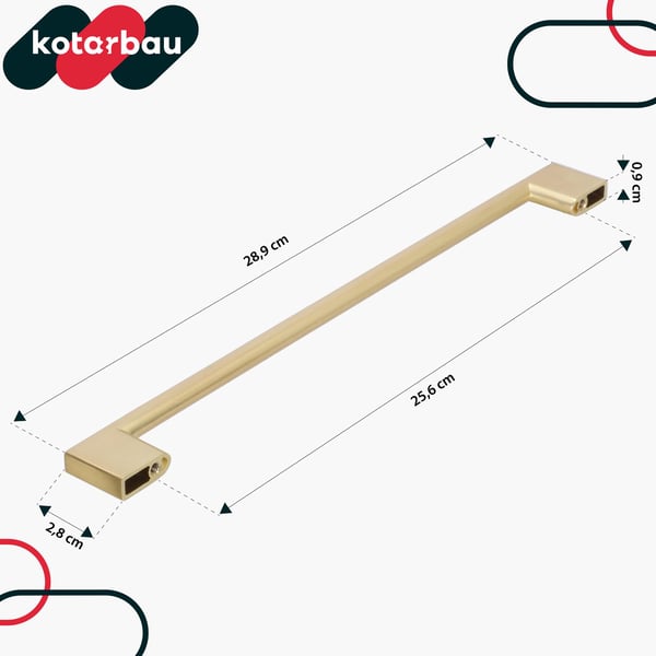 Kotarbau køkkenhåndtag klassisk moderne aflang mat guld 289 mm afstand 256 mm sæt 6 stk