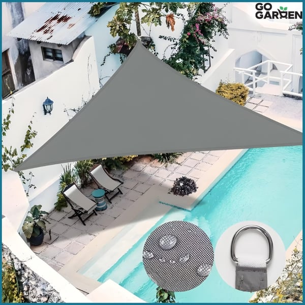 UV solsejl grå trekantet havesejl 3,6x3,6x3,6 m