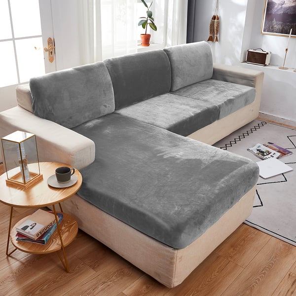 Ljusgrått sammetsöverdrag för soffa 135-165 cm