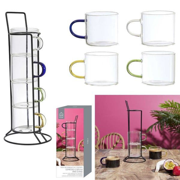 Set med 4 färgade espressoglas