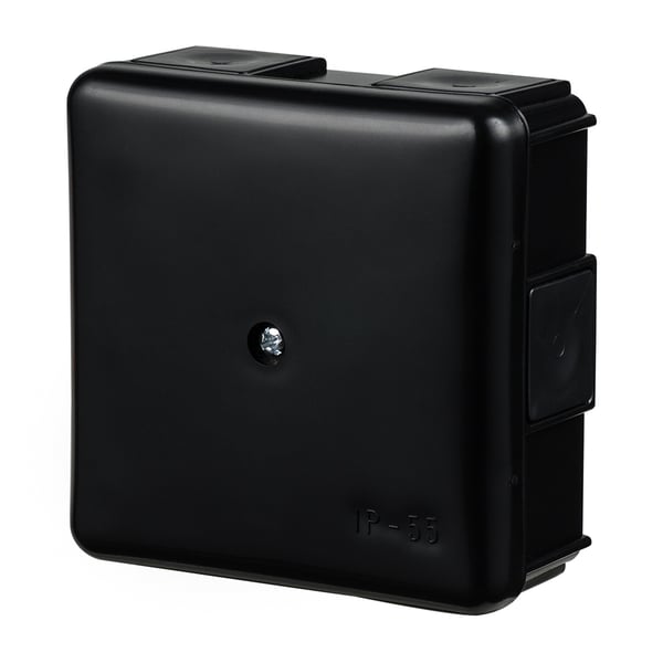 Pinta-asennusrasia IP55 90x90x40 mm musta 0226-02 ilman sisäosaa 6 kumipistoketta