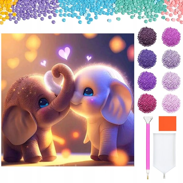 Diamantmålning 30x30 djur elefant