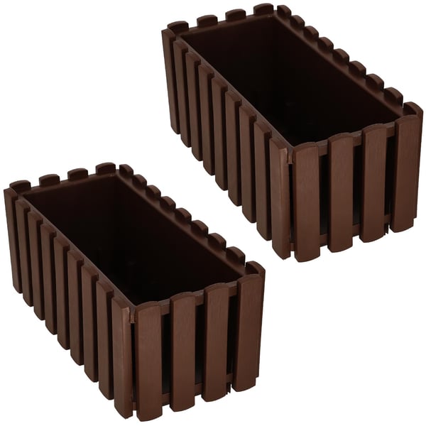 Blomkruka för balkongräcke rustik brun 40 cm 2 st