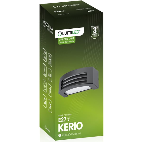 Utomhusvägglampa E27 LED IP54 KERIO LUMILED
