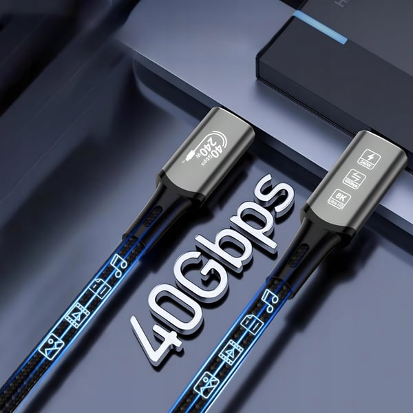 USB-C USB4 Thunderbolt 4 Kabel 40Gbps 240Hz 8K 120Hz Nylonledning 1,8M