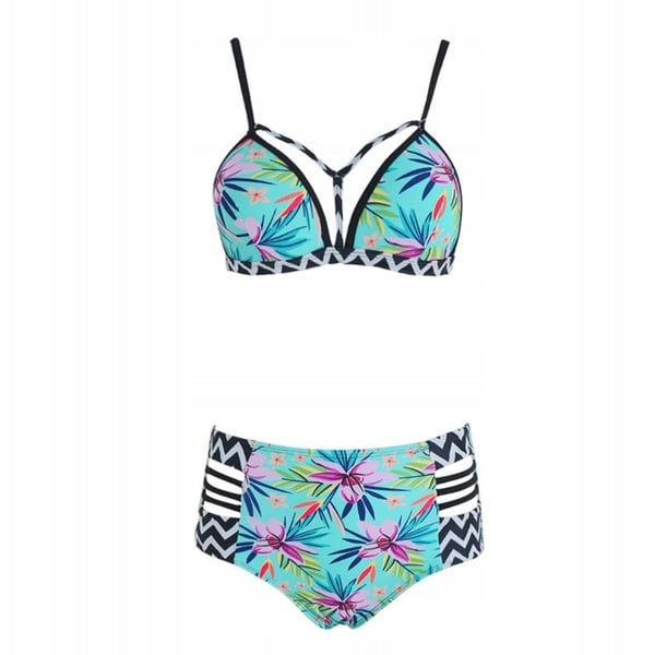 Todelt bikinisæt, push-up, høj talje, badedragt, pool, strand. Todelt bikinisæt, push-up, høj talje, badedragt, pool, strand.