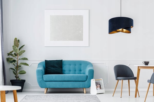 HÆNGENDE LAMPE LOFTSKRONE GYLDEN FLØJLSSKÆRM