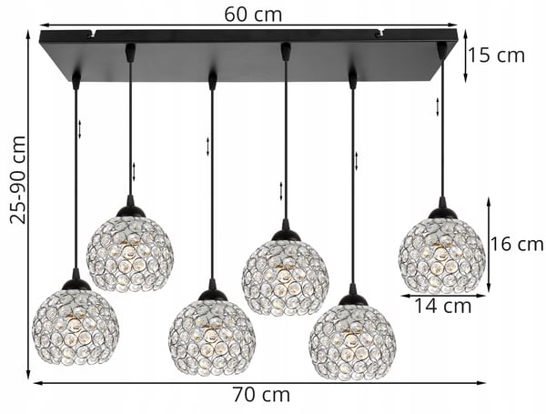 Kromhængende lampe med LED-krystal til loftet