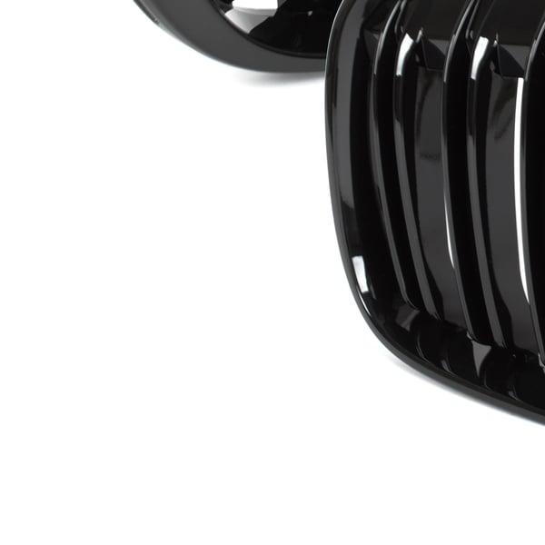 BMW X1 F48 15-19 gitter mellem forlygterne (nyrerne) venstre + højre sæt SORT GLOSSY DOBBELT BAR