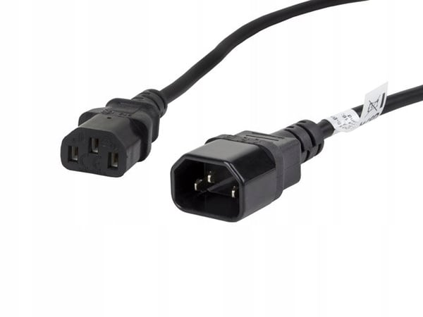Lanberg IEC 320 C13 -> C14 Strömkabel Förlängningssladd 1,8m VDE Svart