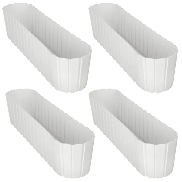 Oval blomkruka för balkong och terrass rustik vit 60 cm 4 st