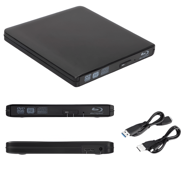Ekstern Blu-ray DVD-enhed 4K 3D USB 3.0 BD/CD/DVD til Windows/Mac OS/Linux