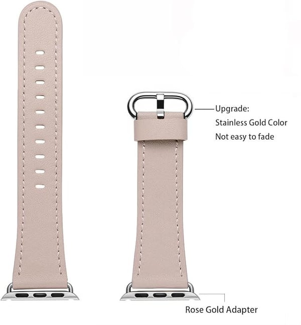 Apple Watch -ranneke 1/2/3/4/5/6/7/8/9/SE 38/40/41 mm Beige Nahka
