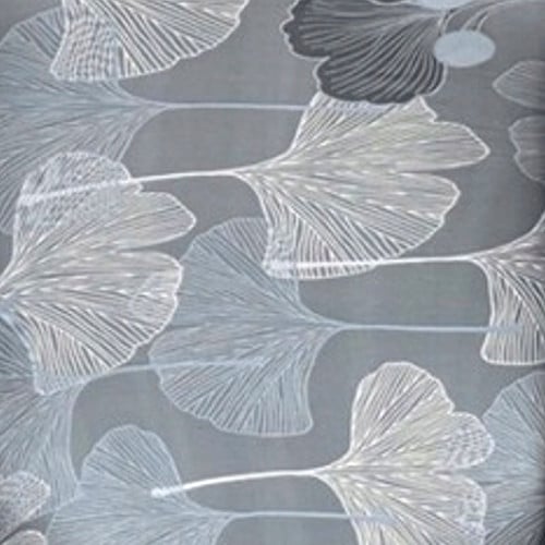 Päällinen siipiselle nojatuolille, harmaa, lehtikuvio, kuminauha [22EW8]