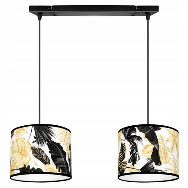 Lofthængende lampe, lampeskærm, gyldne blomster, LED