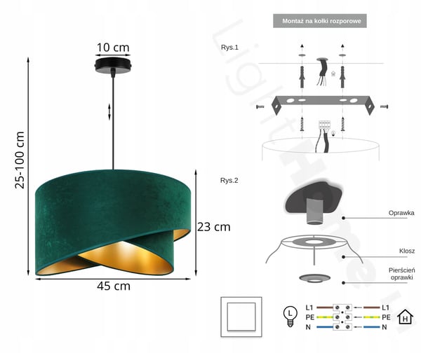 HÆNGENDE LAMPE LOFTSKRONE GYLDEN FLØJLSSKÆRM