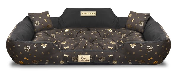 Hundeseng kennel KINGDOG 115x95 cm personliggjort vandtæt gyldne knogler