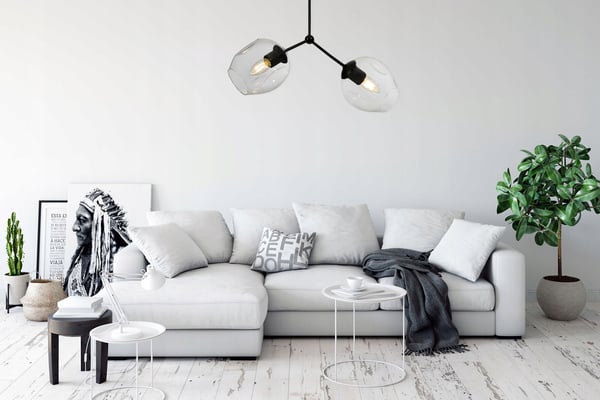 MODERNE LOFTHÆNGELAMPE MED GLASSKÆRM