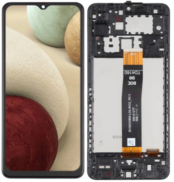 Original LCD-display Samsung Galaxy A12 Nacho SM-A127 svart ram