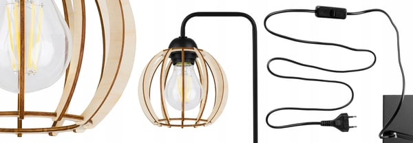 NATTBORDSLAMPA, TRÄLAMPA, BOLL LED