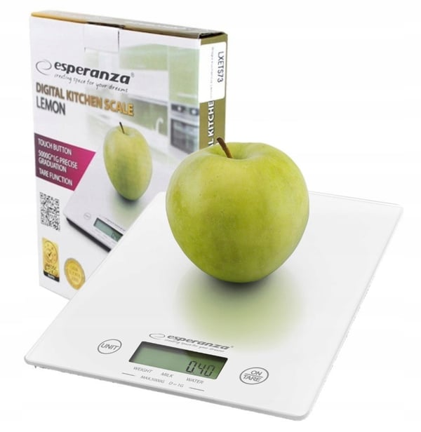 Esperanza "Lemon" elektroninen keittiövaaka, valkoinen