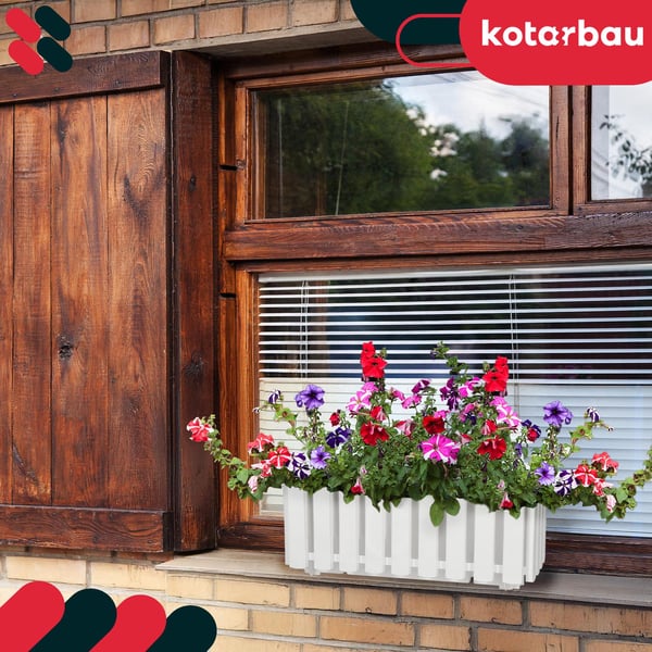 Blomkruka för balkongräcke terrass rustik vit 40 cm 4 st