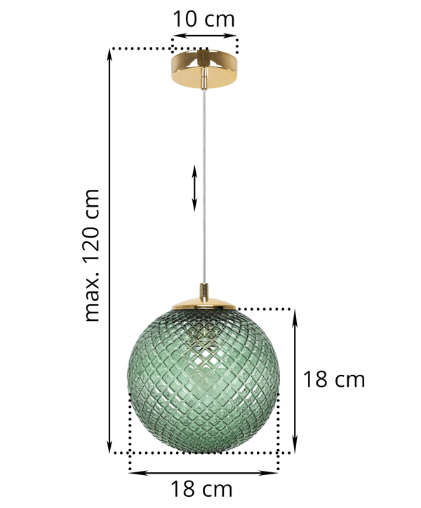 CANNES HÆNGELAMPE 1 FLAD GRØN LAMPESKÆRM 18CM E27
