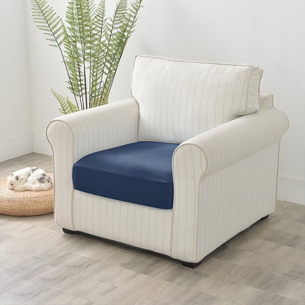 Sohvan istuinpäällinen, samettia, tummansininen 100-125cm