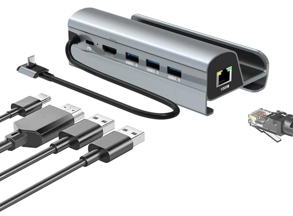 HUB 6-i-1 USB-C adapter HDMI 4K 60Hz USB 3.1 PD 60W för Steam Deck