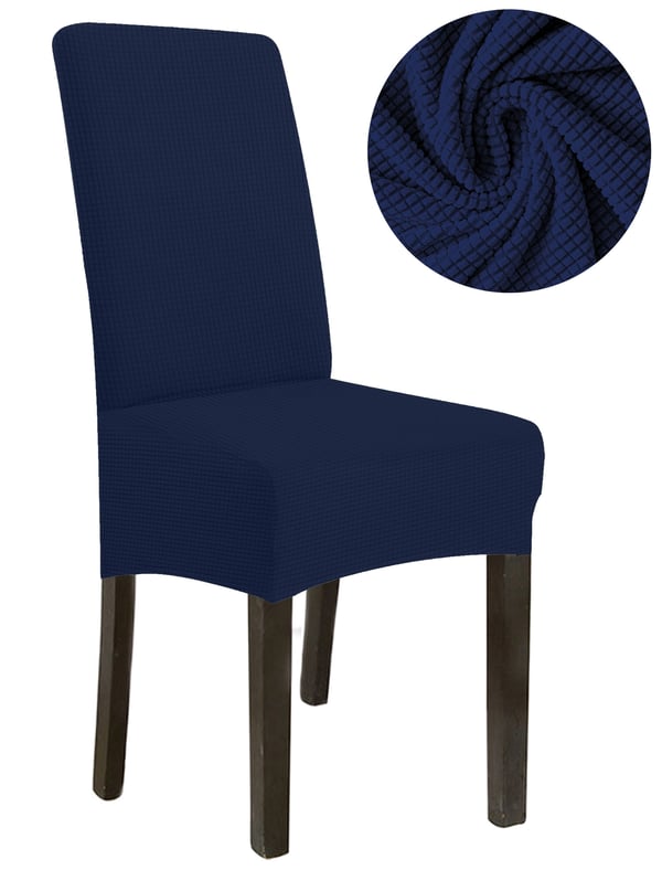 Stolbetræk tyk jacquard marineblå str. L stor høj ryg 70 cm