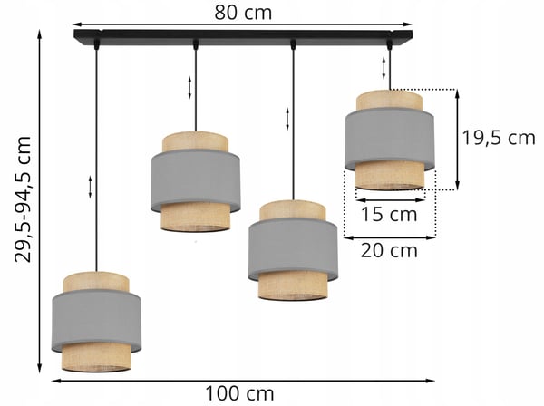 Hængende lampe, loftslysekrone, lampeskærm, boho juta