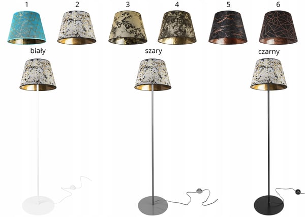 GULVLAMPE, STÅENDE, METAL, KEGLESKÆRM