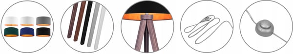 GULVlampe TRIPOD stående i gyldent træ