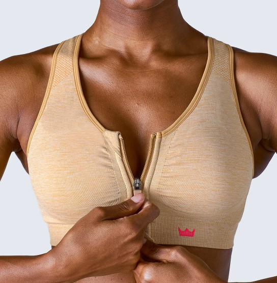 Shefit Beige Sports-BH-top med Lukket Front L