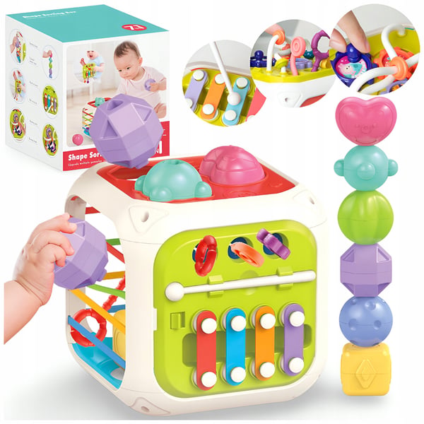Montessori Sensor Cube, Elastinen Monitoimipyyhekumi, 7-in-1