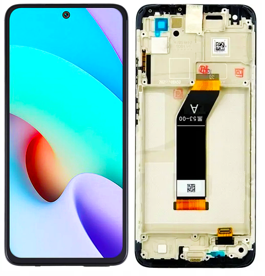 Original Xiaomi Redmi 10 2021 LCD-berøringsskærm med sort ramme
