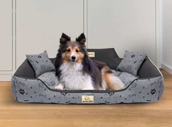 Hundeseng hundegård KINGDOG 115x95 cm personaliseret vandtæt sorte ben