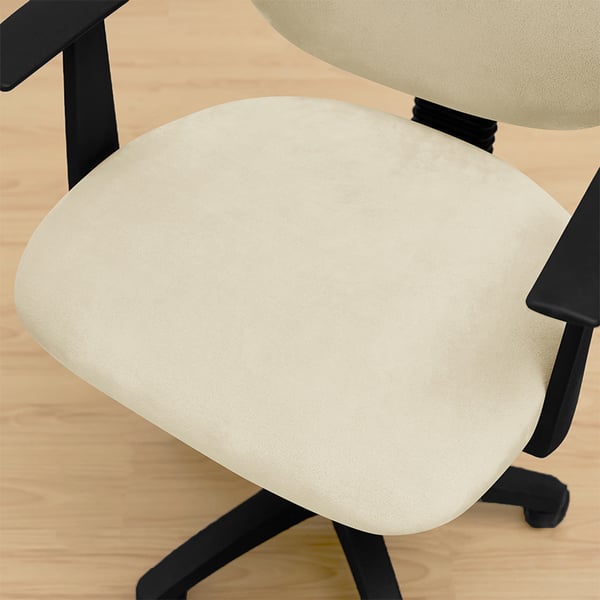 Päällinen työtuoliin, pyörivä tuoli, ISO, sametti, kermanvärinen