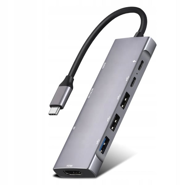 Hub USB-C Adapter HDMI 4K UHD Micro SD 3x USB 3.0 Power Delivery PD