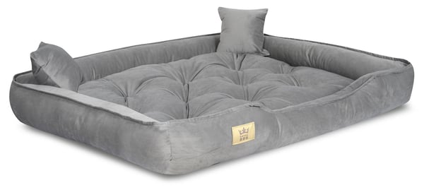 Hundeseng kennel 115x95 cm velour grå