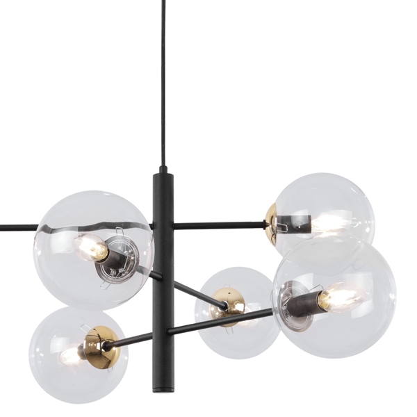 VICENZA SORT OG GULD HÆNGELAMPE 6 FLAD KLAR LAMPE E14